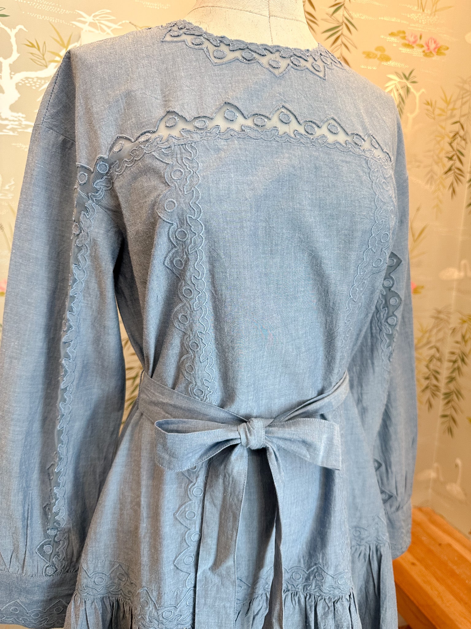 Ulla Johnson Brin Drop Waist Long Sleeve Dress - Chambray - Image 8