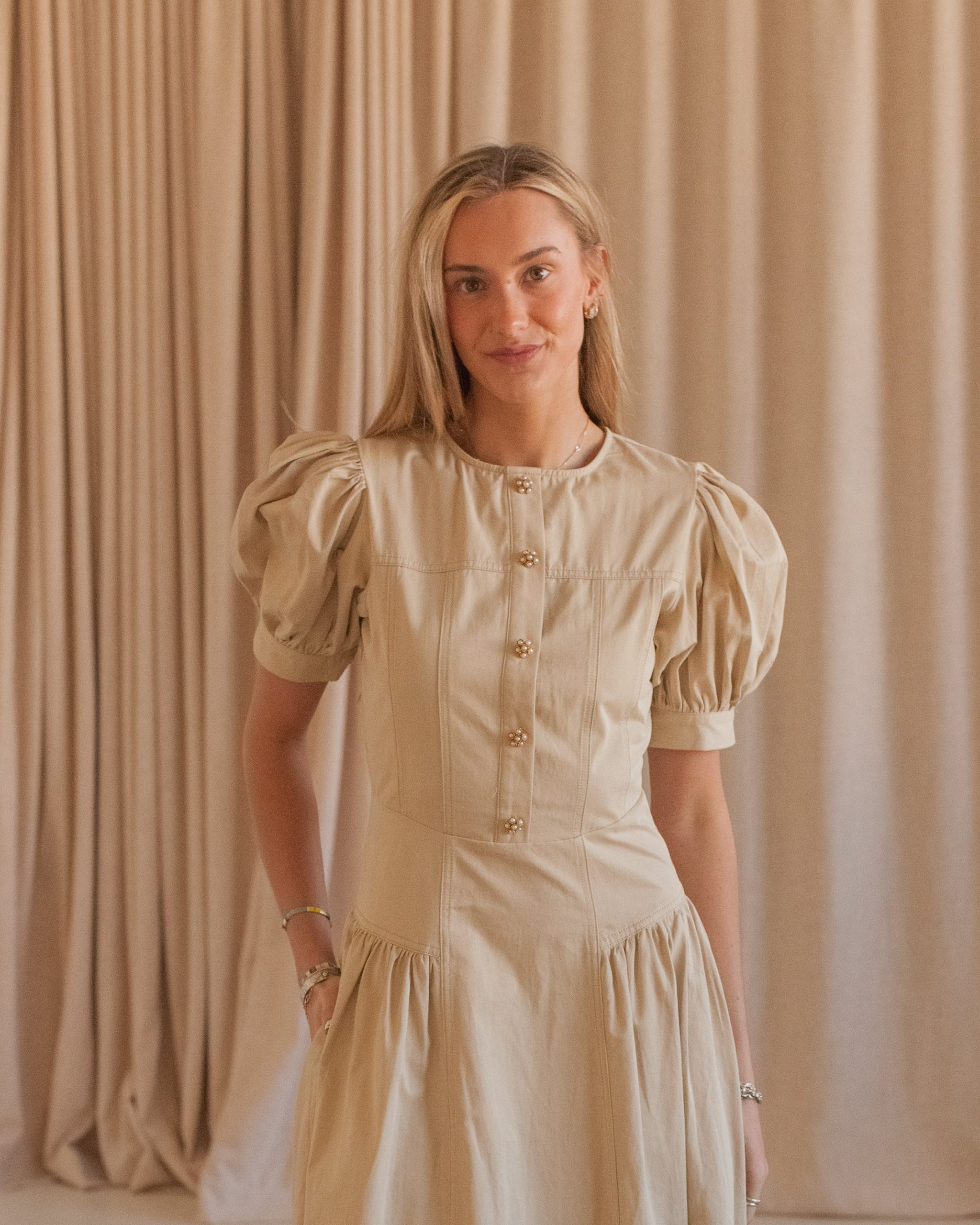 Rosie Midi Dress- Khaki - Image 3