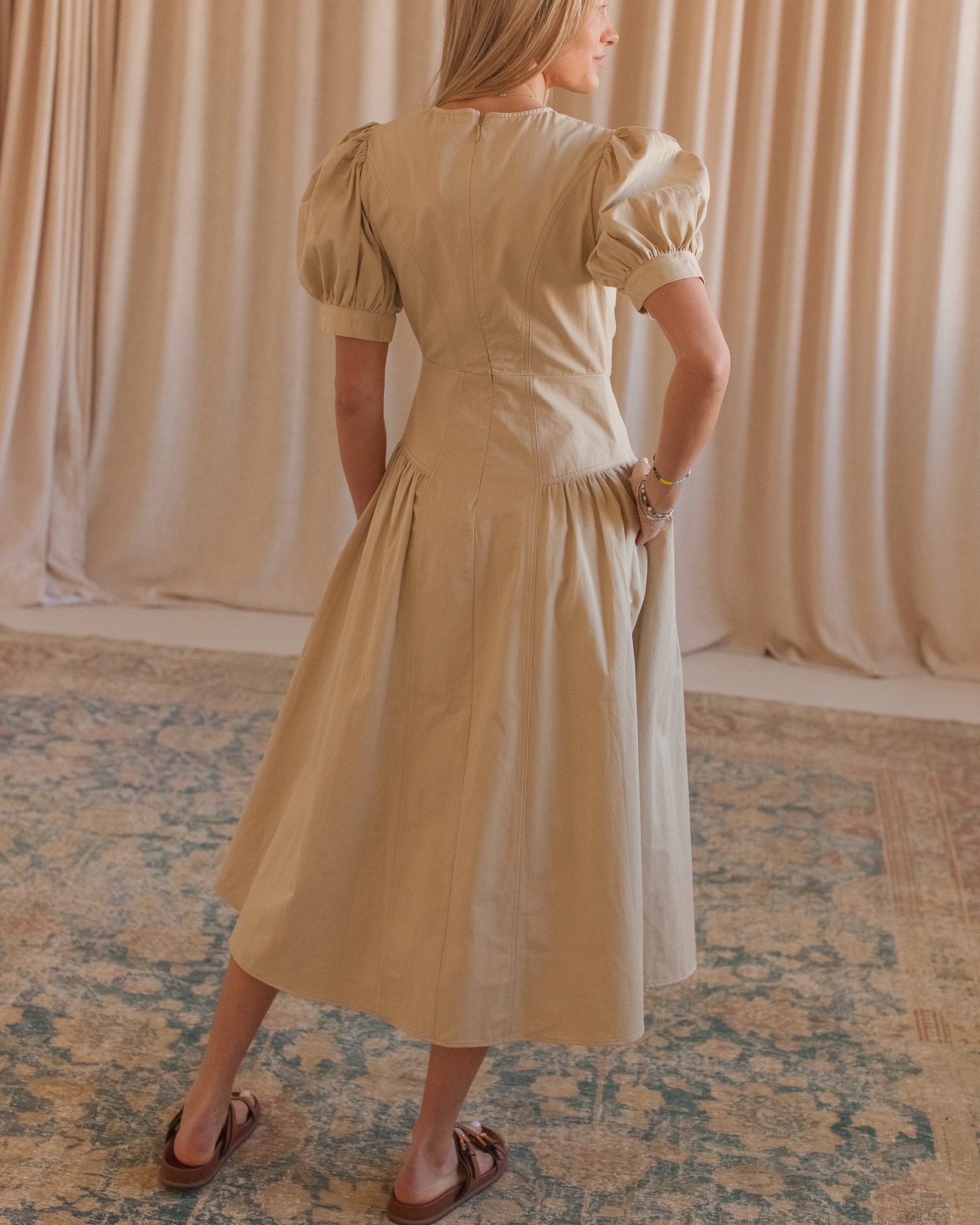 Rosie Midi Dress- Khaki - Image 5