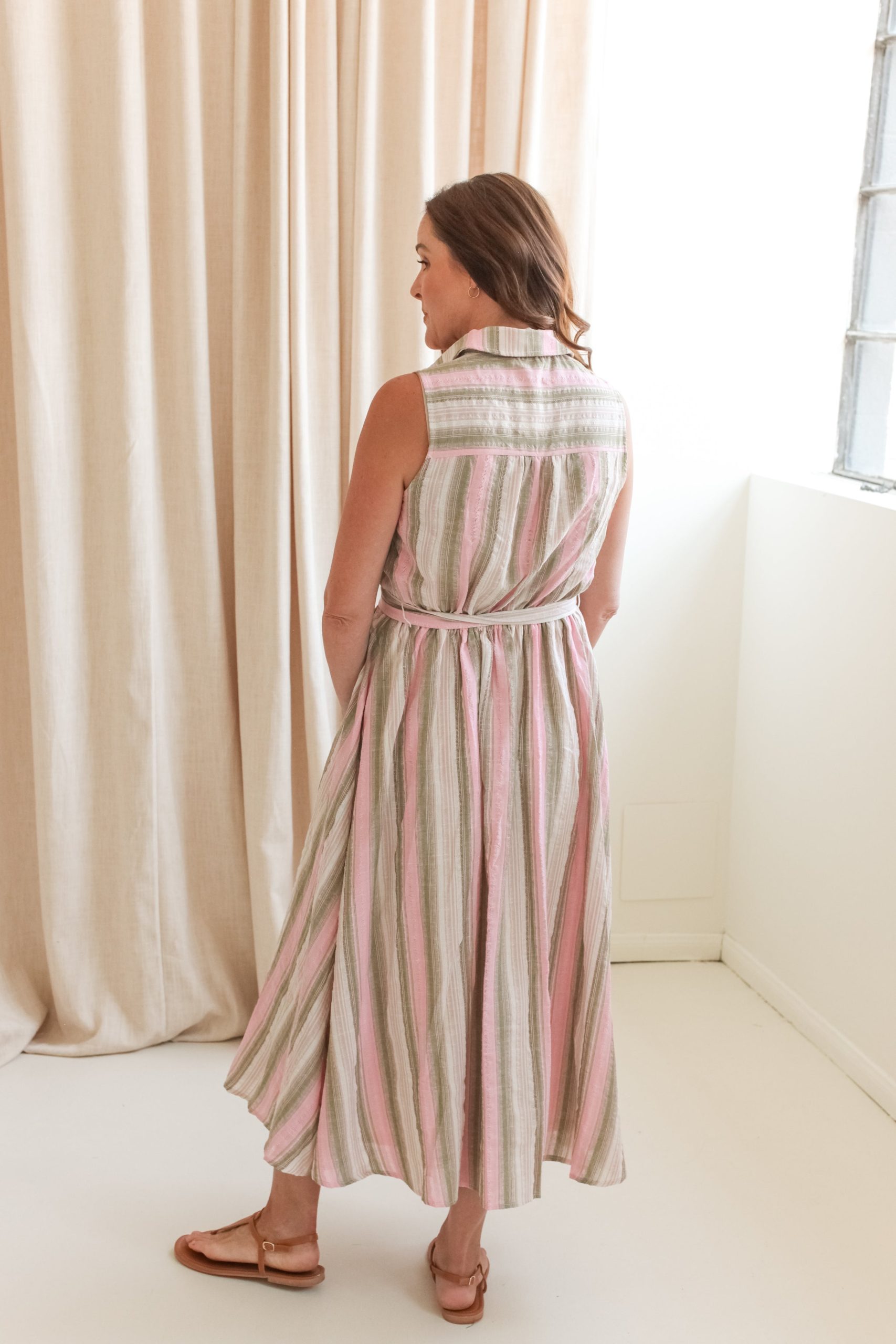 Brynlee Pink Stripe Midi Dress - Image 2