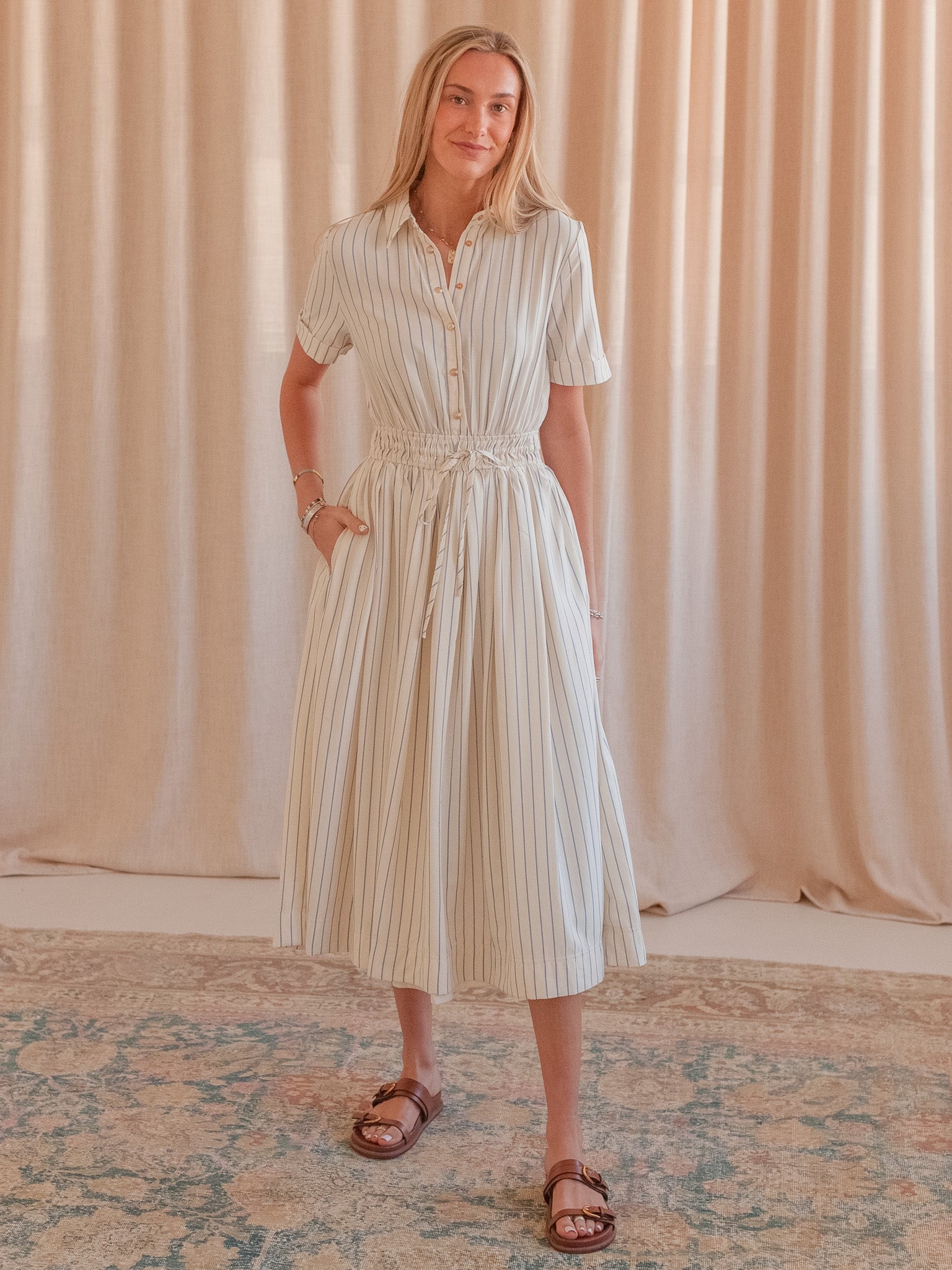 Striped Woven Shirtdress