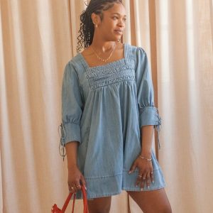 Pintuck Mini Dress