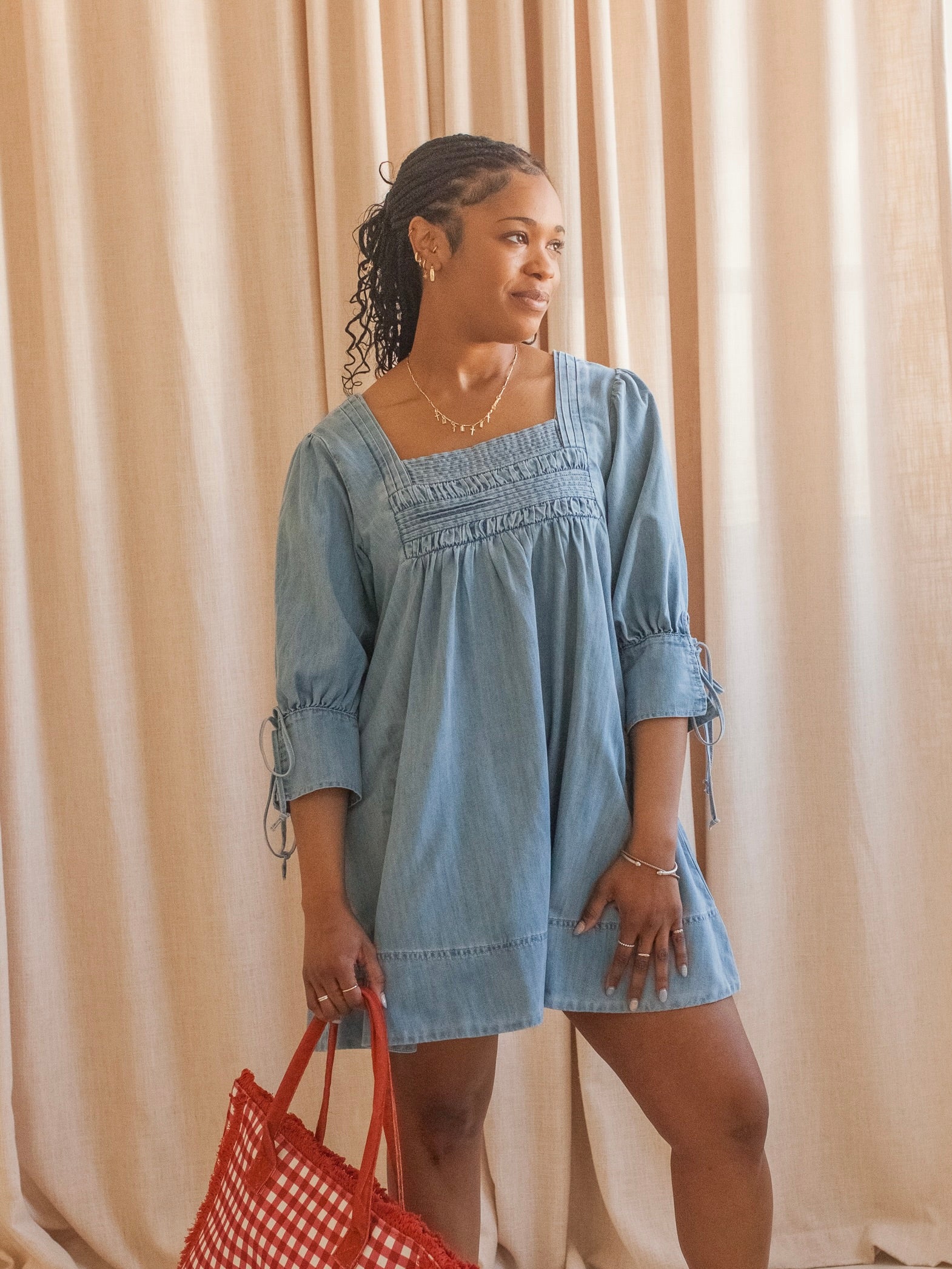 Pintuck Mini Dress