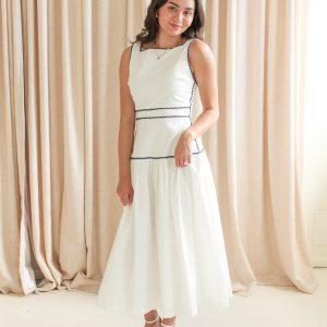 Adeline RicRac Midi Dress - Navy