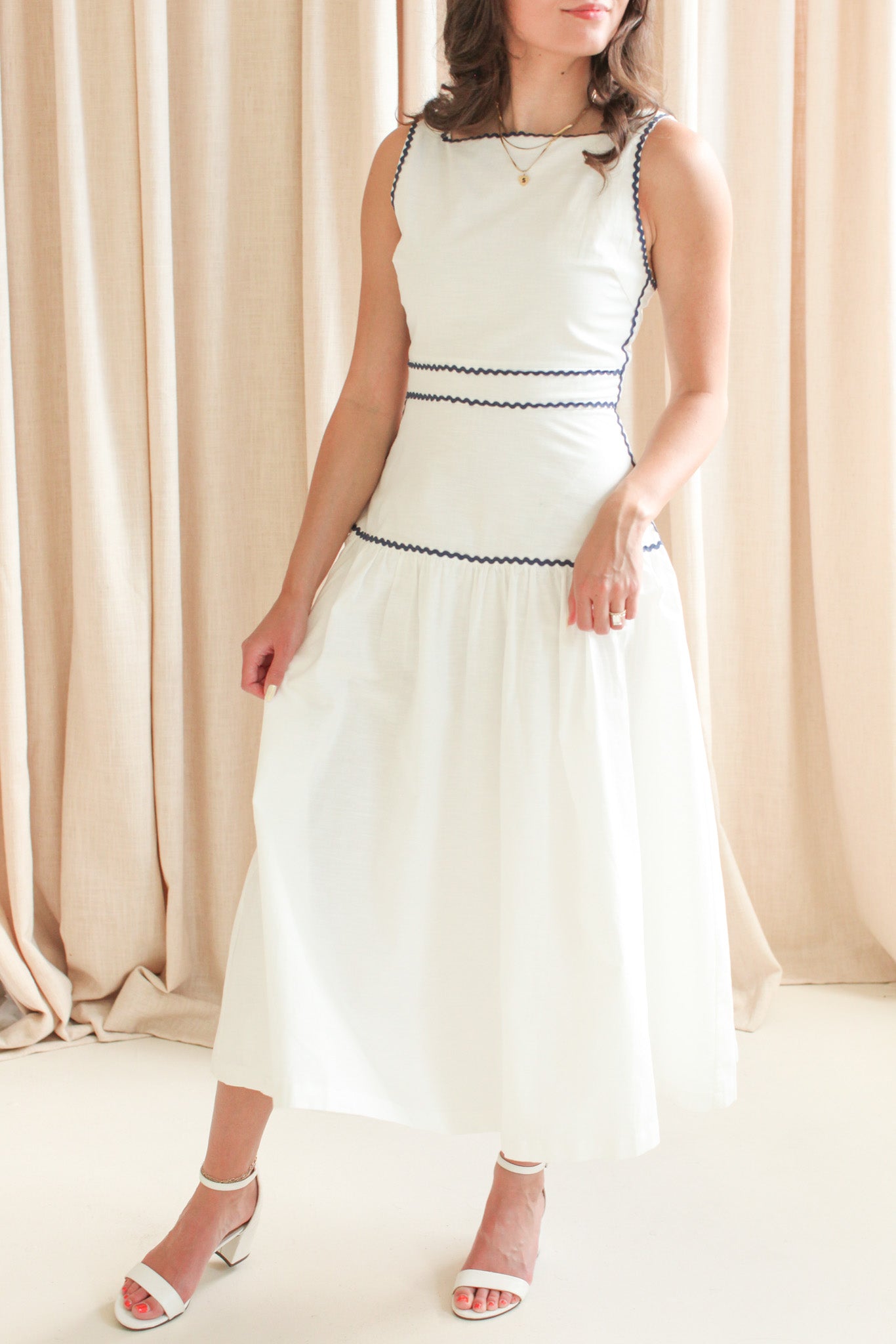 Adeline RicRac Midi Dress - Navy - Image 6