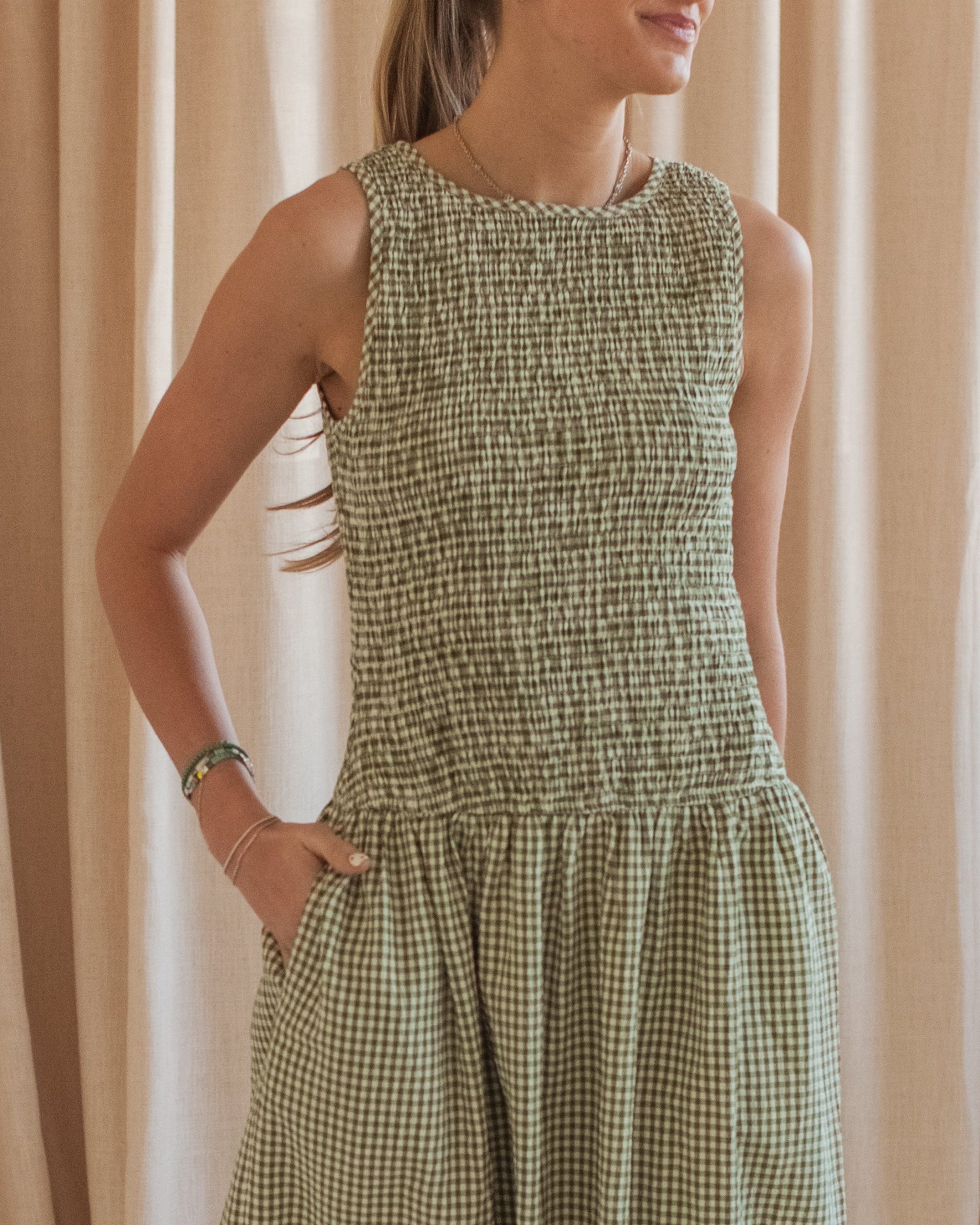 Emerald Gingham Dress - Image 4
