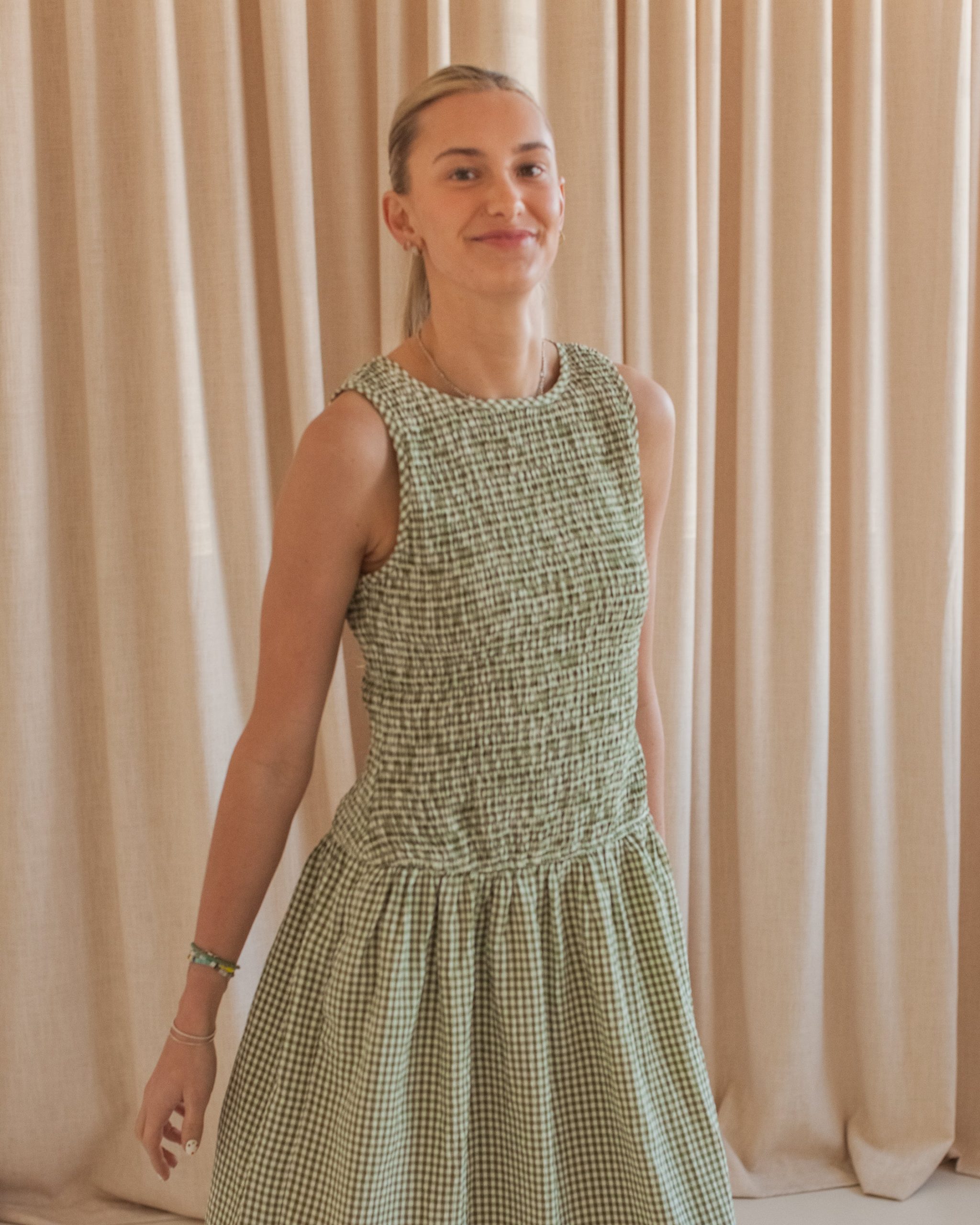 Emerald Gingham Dress - Image 5