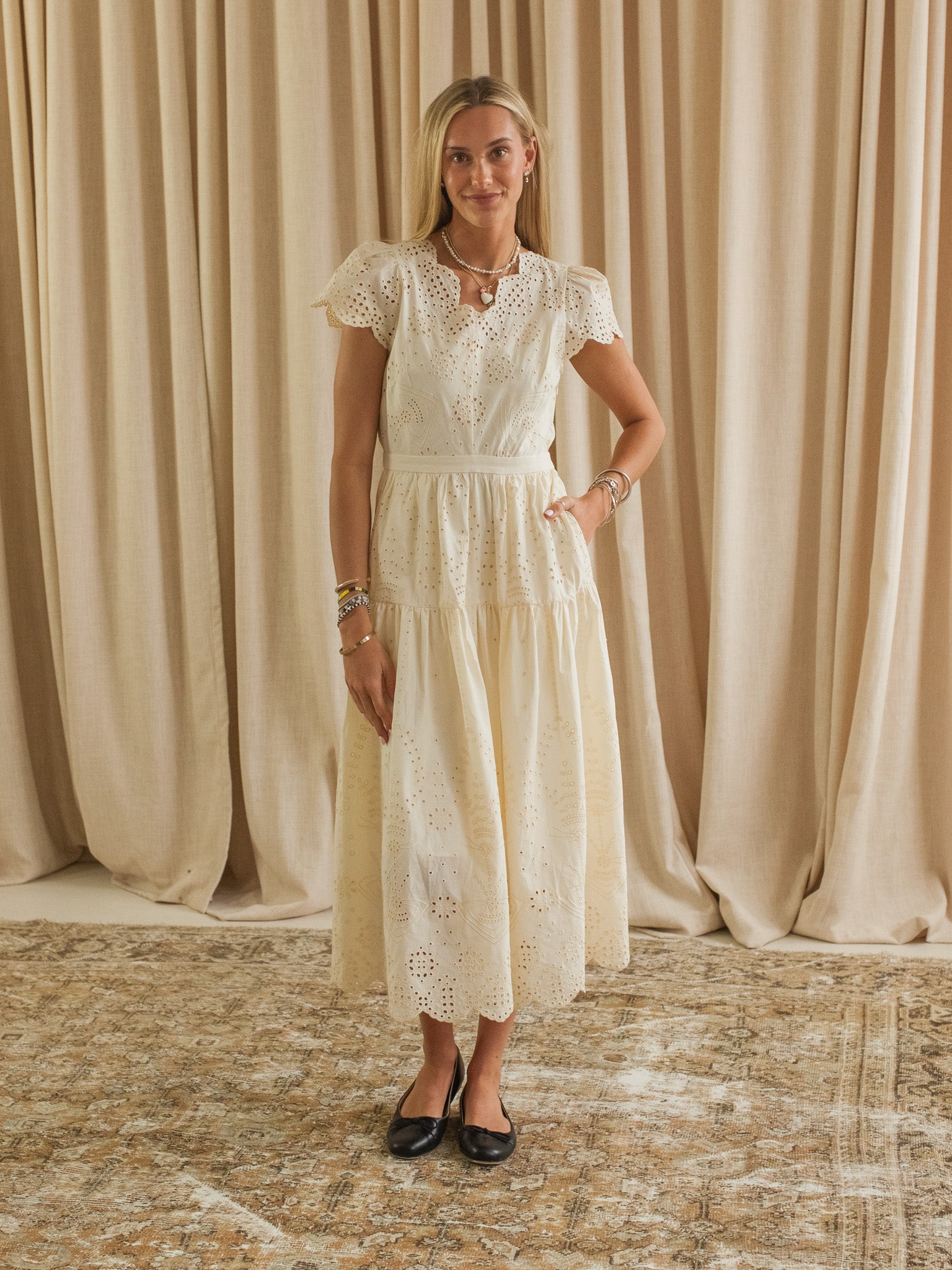 Lucille Eyelet Maxi Dress - Ivory