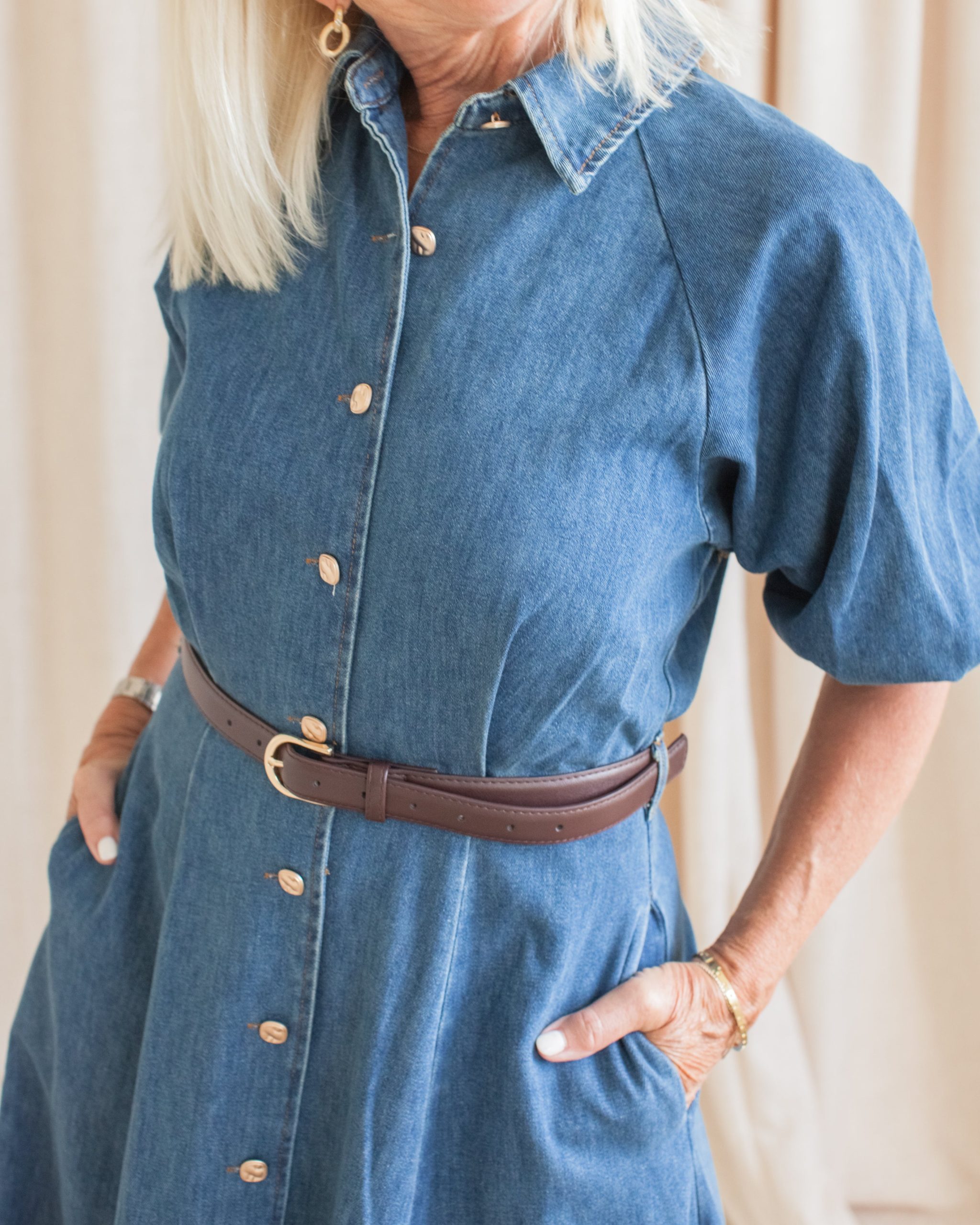 Lena Denim Belted Dress - Image 2