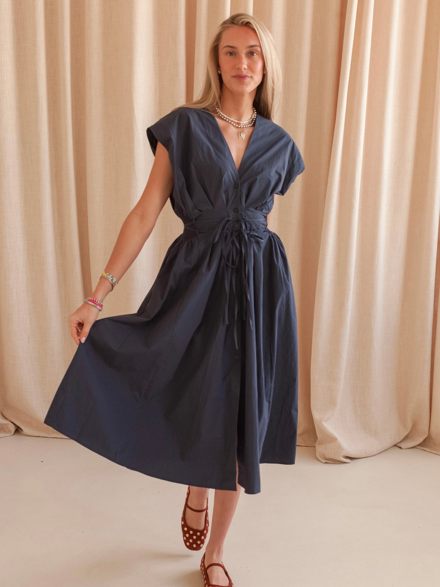 Elena Pleated Midi Dress