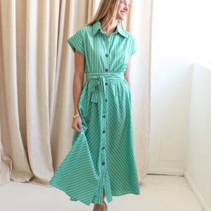 Kelly Green Stripe Dress