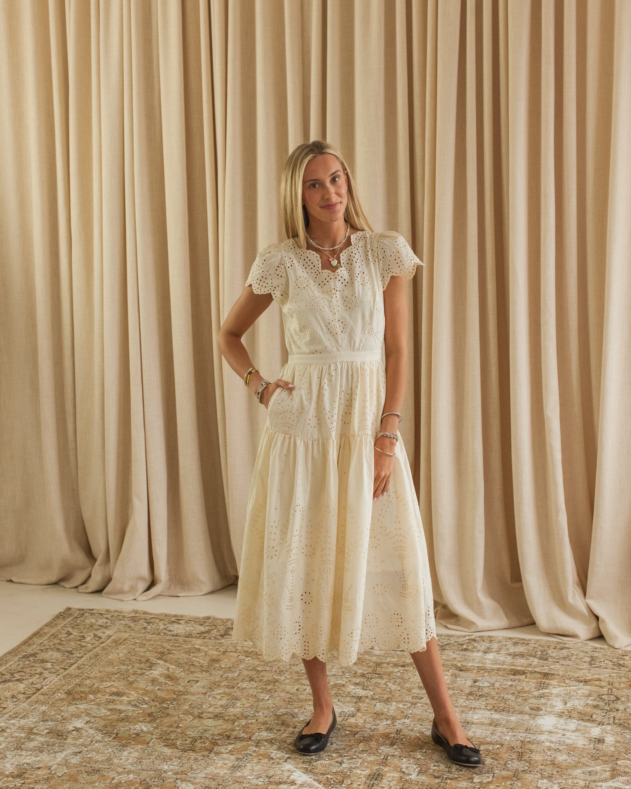 Lucille Eyelet Maxi Dress - Ivory - Image 4