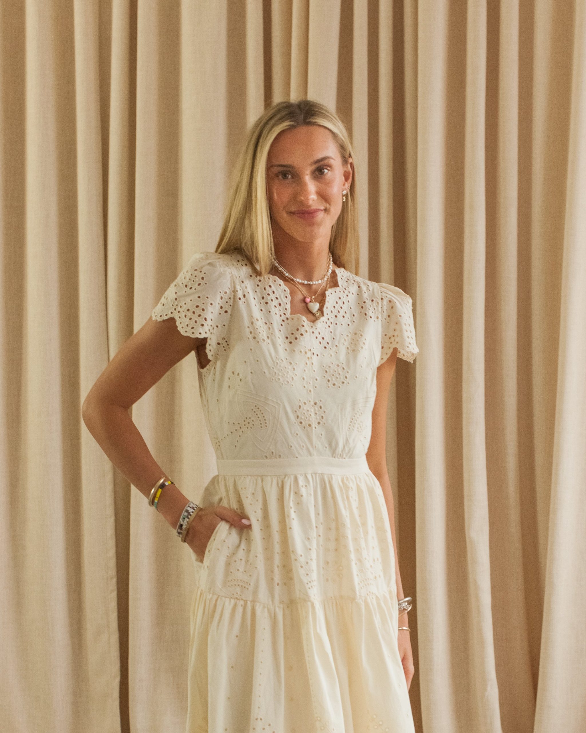 Lucille Eyelet Maxi Dress - Ivory - Image 5