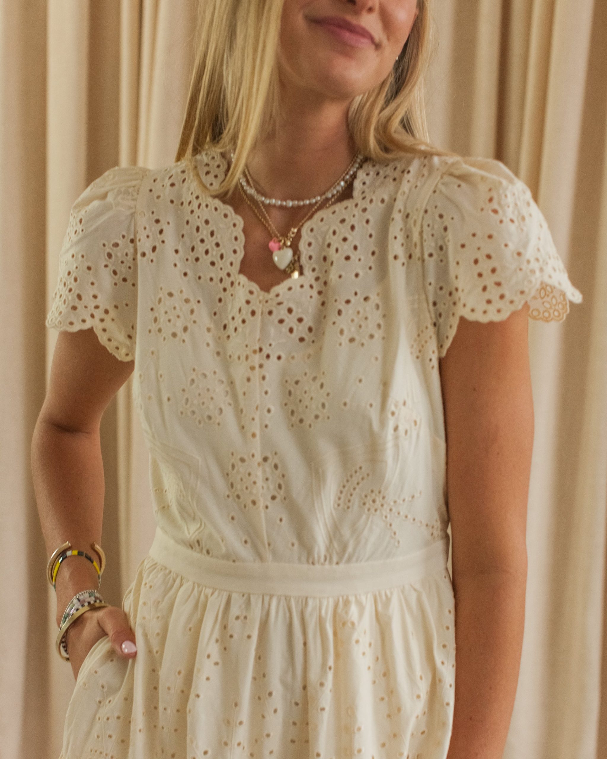Lucille Eyelet Maxi Dress - Ivory - Image 2