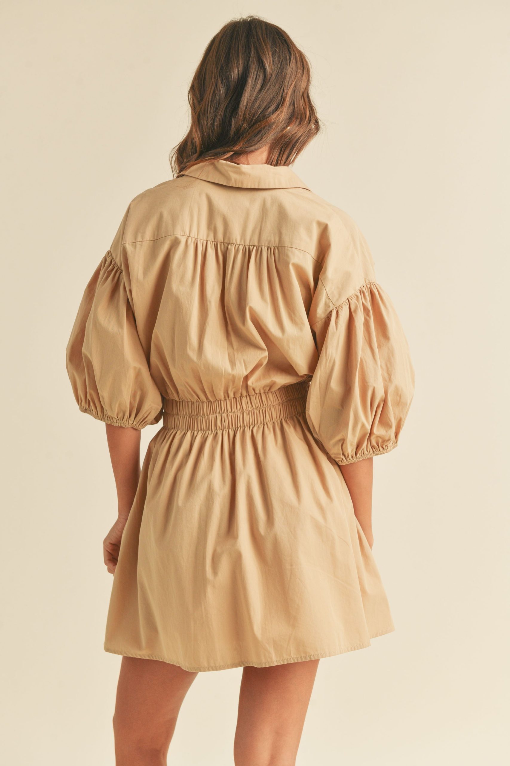 Evie Poplin Dress - Taupe - Image 3